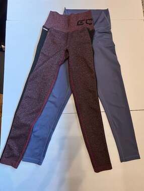 Lot (2)ECHT Arise Scrunch High-Waist Leggings Burgundy & Purple -XS